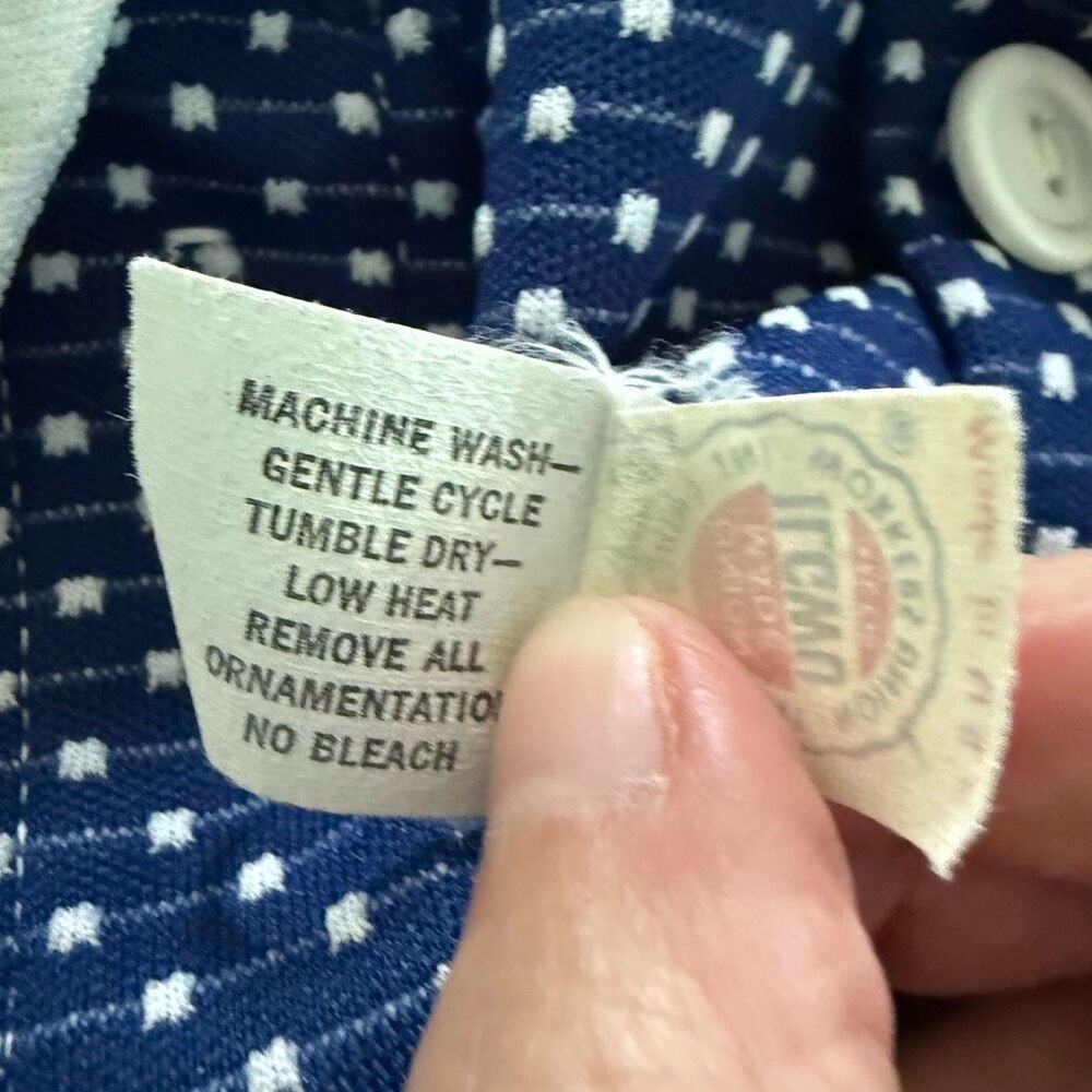 Vintage 70s 2pc Blue White Wide Leg High Rise Pants Crop Top S M 4 6 - Picture 13 of 16